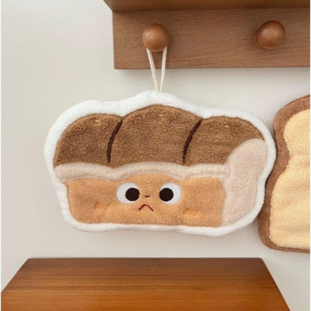 Cute Kawaii Kitchen Hand Towels Set of 2 Toast and Bread Design